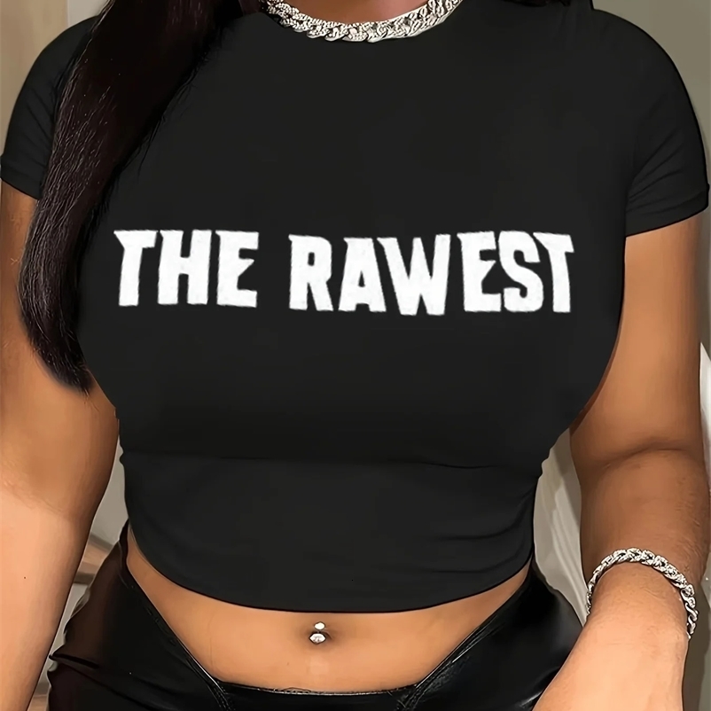Letter printed T-shirt casual crew collar short sleeved top spring and summer womens clothing 240820bj