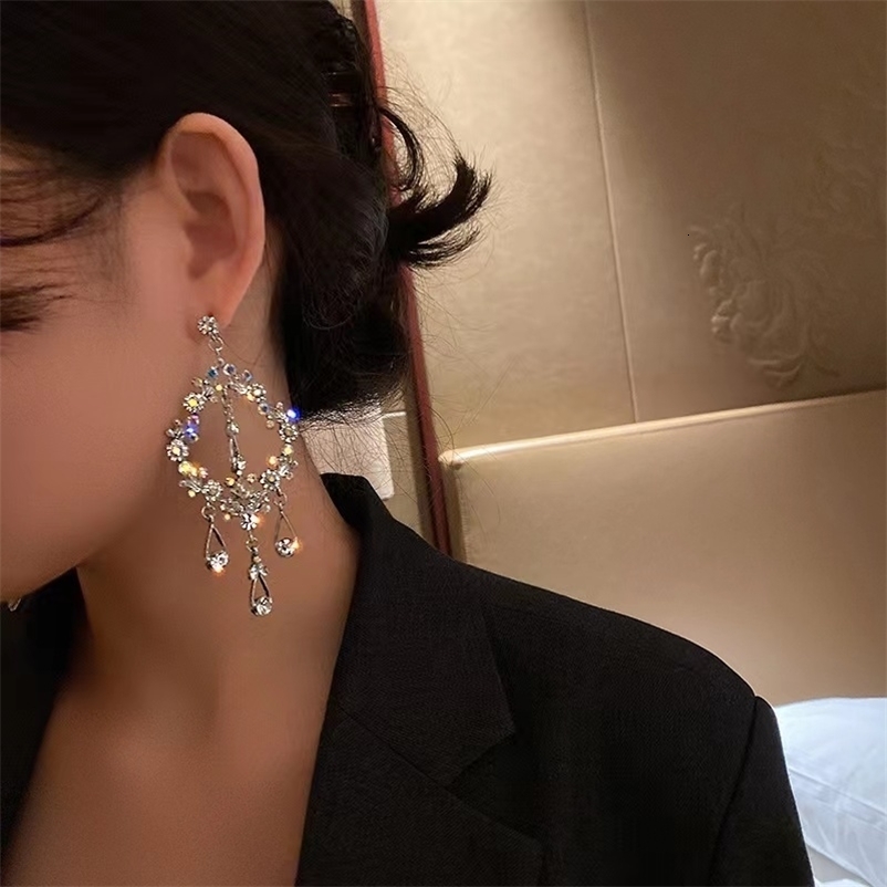Stud 925 silver needle Europe and the United States Hollow drop earrings female 2023 temperament eardrop tassel long personality 230710bj
