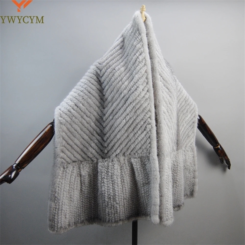 Arrivals Womens Real Mink Fur Scarf Lady Fashion Knitted Genuine Mink Fur Scarves Winter Warm Natural Fur Muffler 250120bj