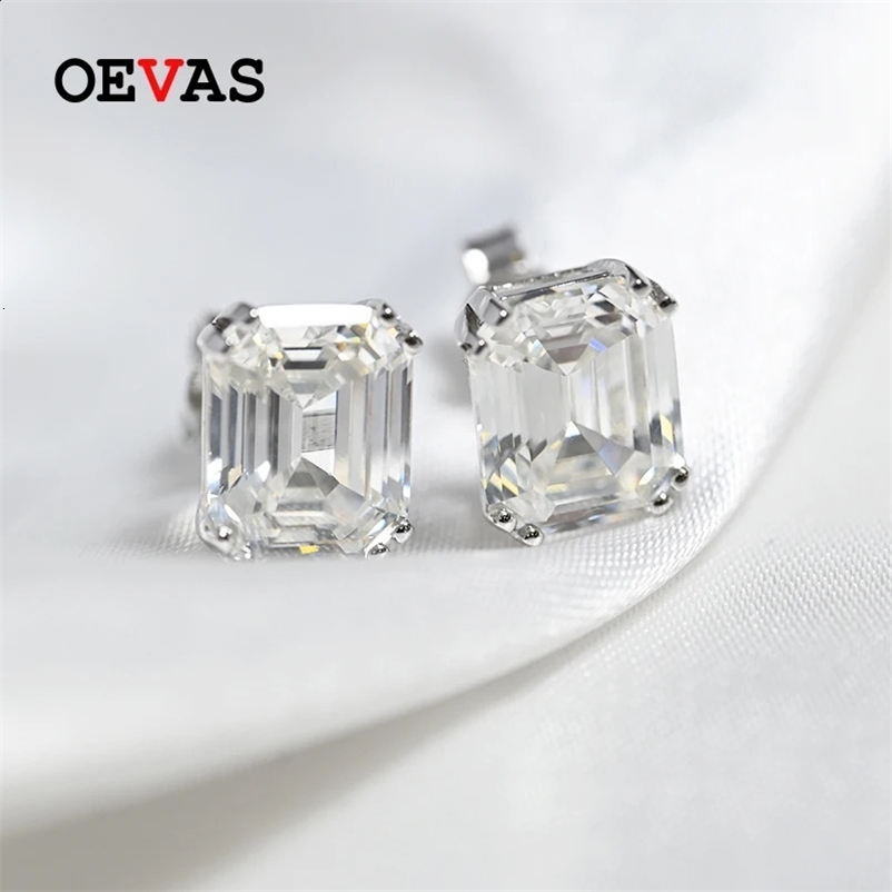OEVAS Classic 925 Sterling Silver High Carbon Gemstone Diamonds Earrings Ear Studs Wedding Bride Fine Jewelry Gifts Wholesale 250318bj