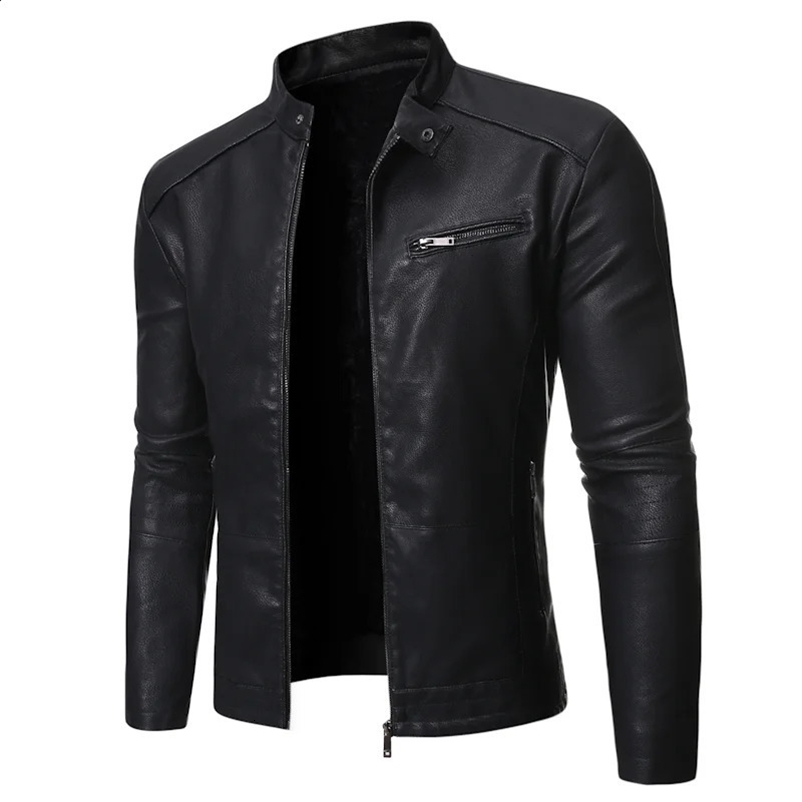 Treesolo Spring and Autumn Mens Jacket Fashion Trend Korean Slim Fit Casual Mens Leather Jacket Motorcycle Jacket 240829