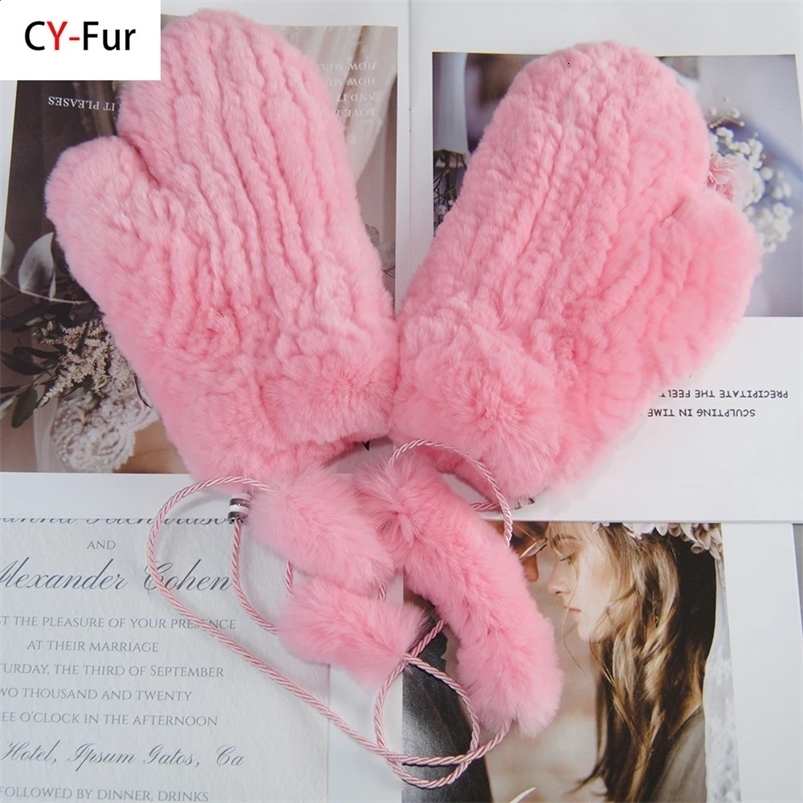 selling natural Rex Rabbit fur gloves with good elasticity womens winter knitted genuine Rabbit fur gloves outdoor genuine leather gloves 241021