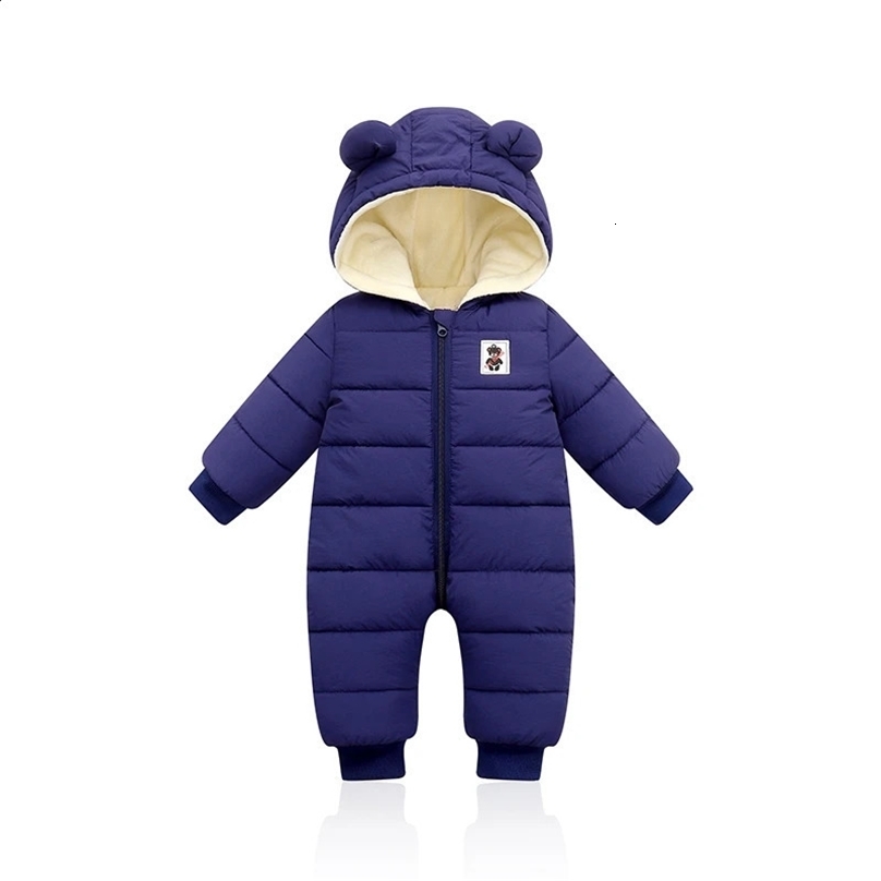 Jackets overalls baby clothes Winter Plus velvet born Infant Boys Girls Warm Thick Jumpsuit Hooded Outfits Snowsuit coat kids Romper 231214