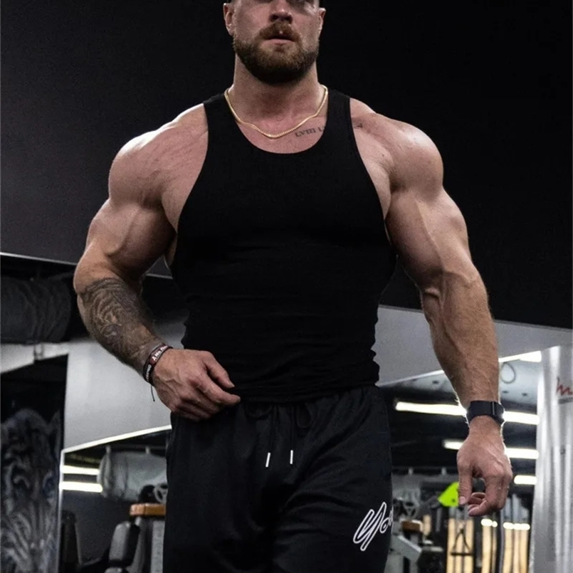 summer solid color Breathable vest quick drying elastic sports vest men sleeveless undershirt fitness training running tank top 241230