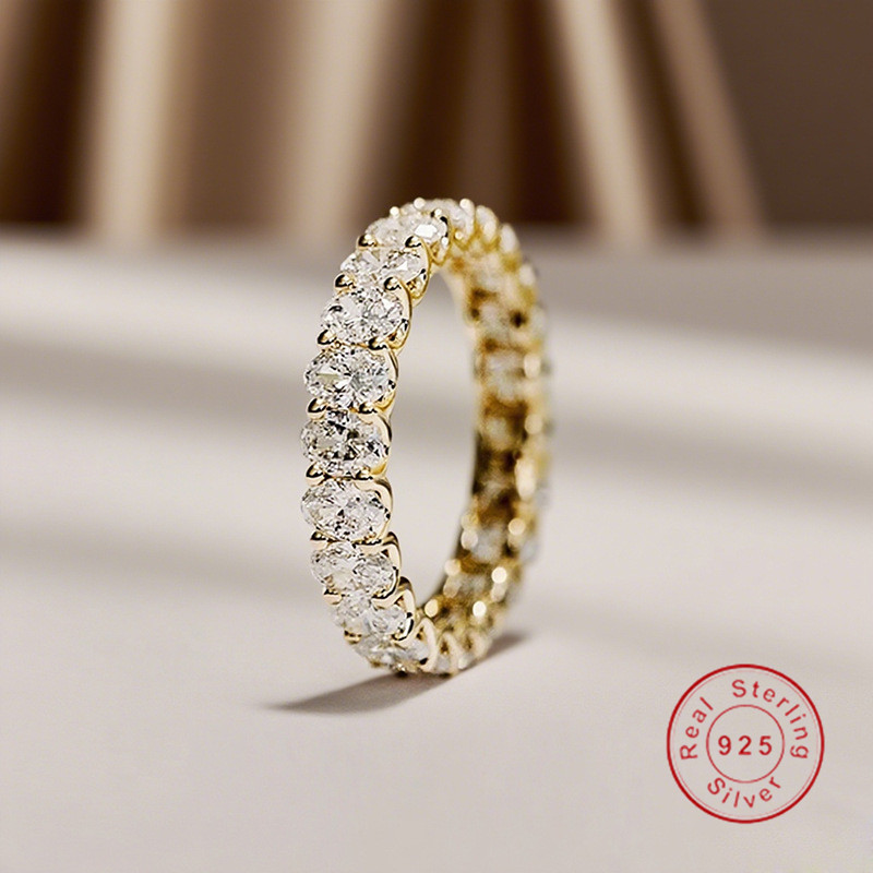 2025 Choucong Brand New Ins Top Sell Shinning Luxury Jewelry Pure 100% 925 Sterling Silver Oval Cut Stack White Topaz CZ Diamond Eternity Women Wedd