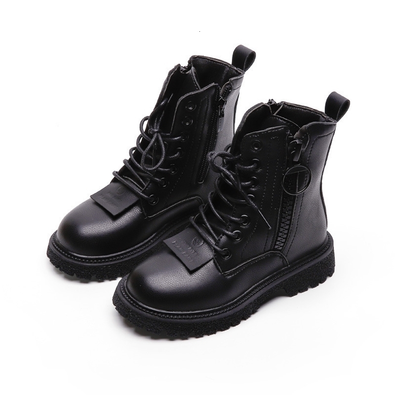Boots Children Black Leather for Boys Girls Autumn Winter Kids Fashion British Style Ankle Zip Rubber 220915