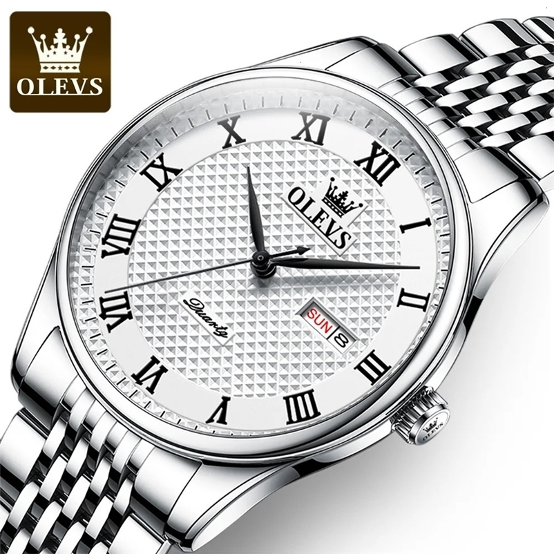 OLEVS 5562 Mens Watches Classic Simple Original Quartz Stainless Steel Waterproof Roman Scale Wristwatch Date Week 240125bj