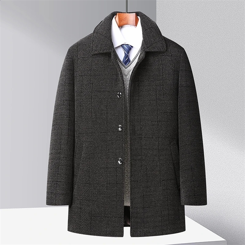 Winter Jacket Mens Fashion Wool Coat Mens Casual Wool Trench Jacket Mens Formal Jacket Mens Fleece Thickened 241223bj