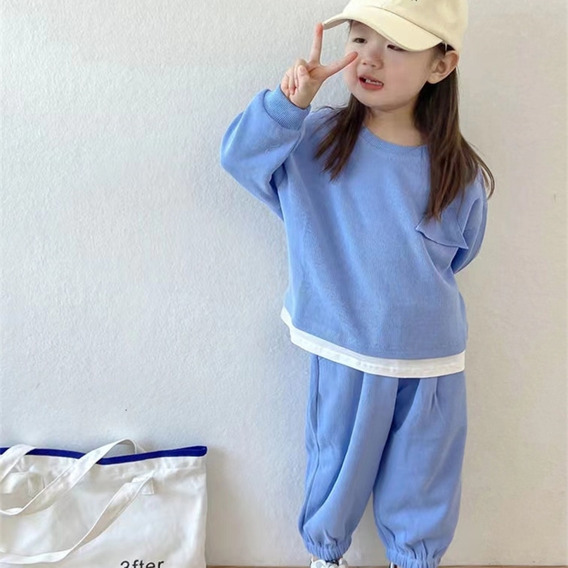 Clothing Sets Girls Spring and Autumn Suit 2023 Children s Fashion Fashionable Sports Sweater two piece set 230307