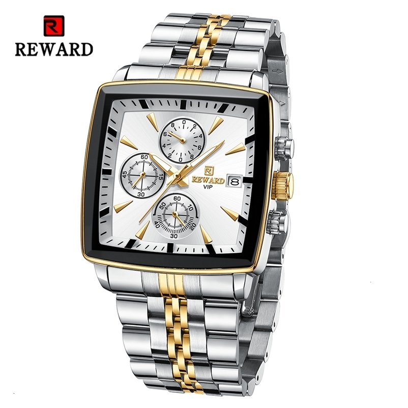 Wristwatches REWARD VIP Mens Watches Waterproof Luminous Sport for Man Stainless Steel Wristwatch Chronograph Date Stopwatch 230802bj