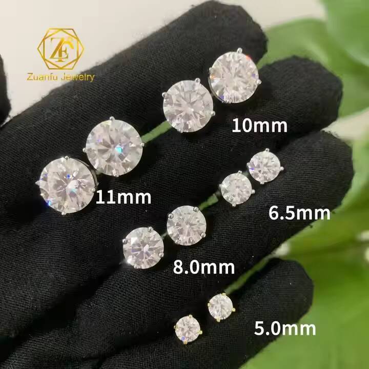 GRA Certified Round Cut 311mm 01CT5CT Various Size Moissanite Earrings Pass Tester 925 Silver Diamond Earrings Screw Back