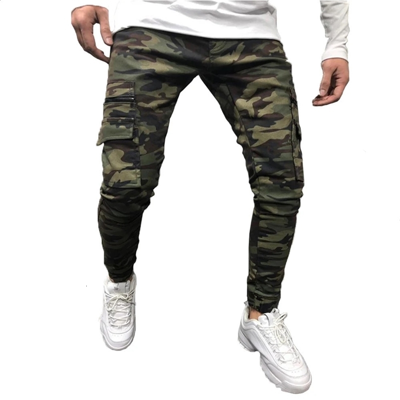 jeans mens casual cotton denim Trouser multi pocket cargo jeans mens fashion denim pencil pants side pocket cargo 240822bj