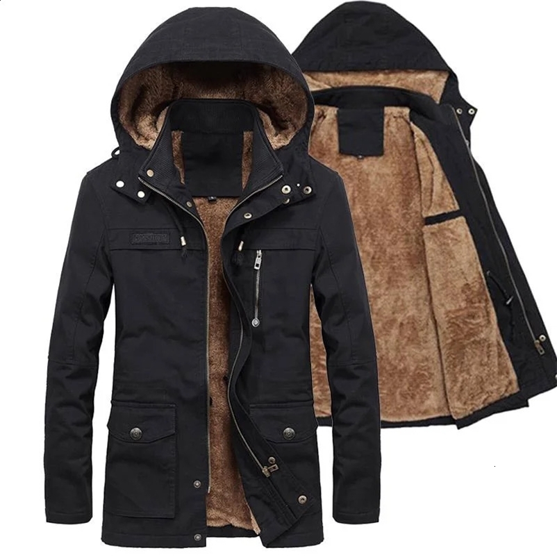 Military Thick Warm Man Jacket Winter Parkas Casual Cotton Padded Jacket Male Multi-Pocket Fur Hoodies Men Coat Parka Hombre 240830