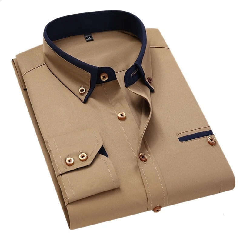 13 Color 8XL British-Style Men Spring Long-Sleeved Shirts/Male Slim Fit Business Casual Shirts Male Social Casual Button Shirts 240827