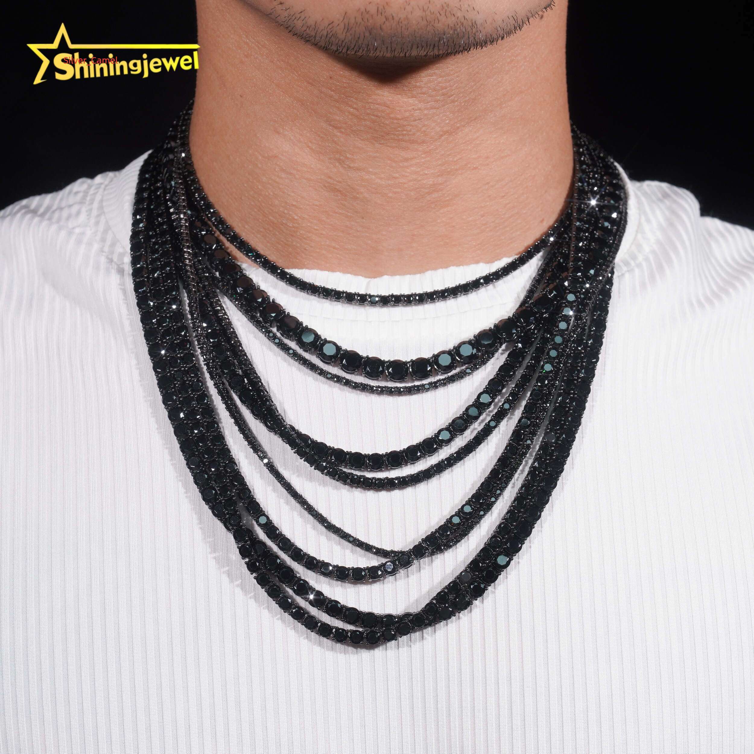 Hip Hop Jewelry 925 Sterling Silver Fashion Necklaces 2mm 3mm 4mm 5mm 65mm Iced Out VVS Moissanite Tennis Chain Necklace