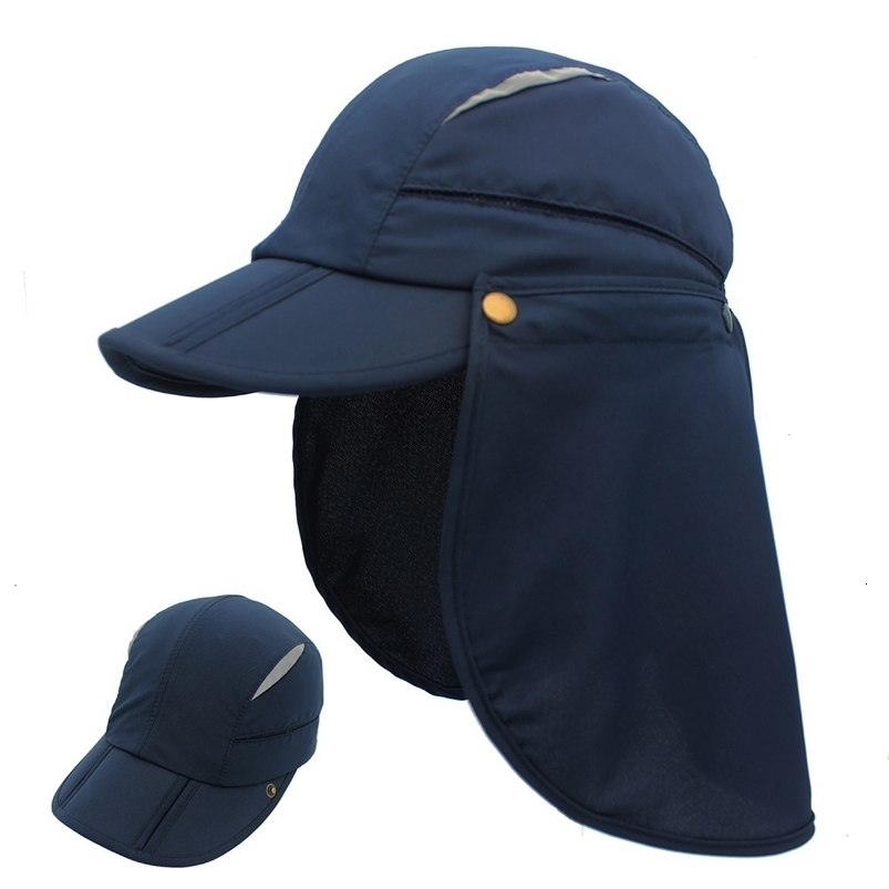 Stingy Brim Hats Connectyle Men's Women Summer Sun Visor Hat Quick Dry Breathable Protection Wide Brim Fishing Sun Cap with Removable Neck Flap