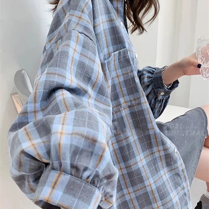 JMPRS Fashion Plaid Women Shirt Fashion Korean Oversize Tops Harajuku Daily All-match Long Sleeve Chic Female Yellow Shirts 250324bj