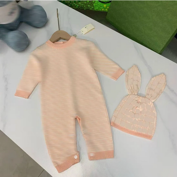 Kids Blanket Designer Baby Cashmere Knit Onesie With Hat Ultra-Soft High-Density Newborn Outfit Luxury Infant Wear 0-12 Months