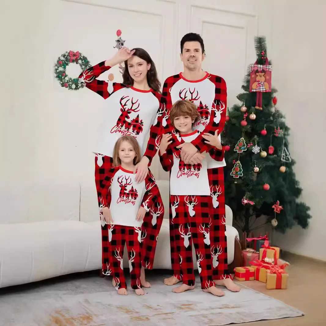 2025 New Christmas cartoon printed longsleeved home wear childrens and adult parentchild setChristmas and New Year clothing X250923