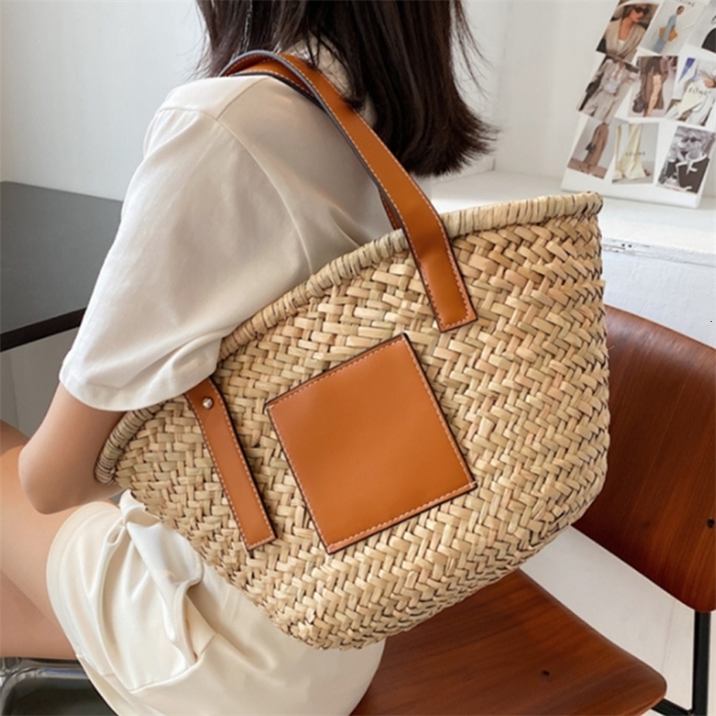 Evening Bags Fashion Basket Women Handbag Summer Beach Portable Straw Woven Bag Large Capacity Tote 230519