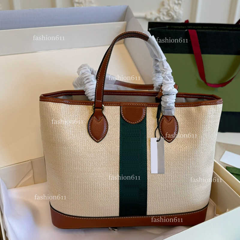 Shoulder Bags Summer Straw Tote Bag Large Woven Beach Bag Red Green Striped Vegetable Leather Purse