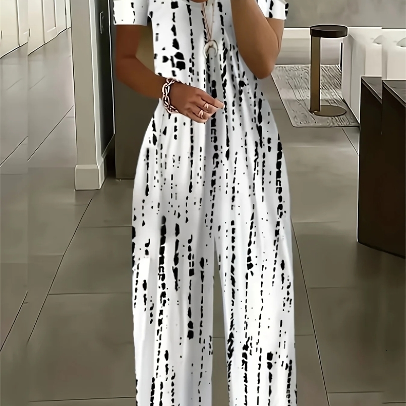Europe and America cross-border Plus Size womens summer camisole printed V-neck jumpsuit 250318