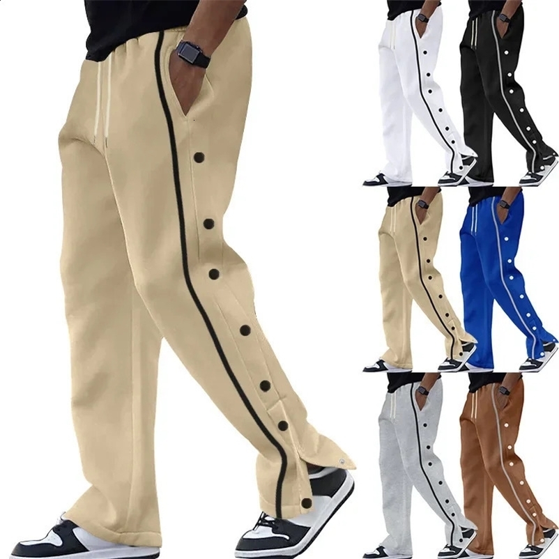 2024 Casual Mens Loose-fit Straight-leg Drawstring Pants Autumn Style Cross-border European American Fashion250214bj