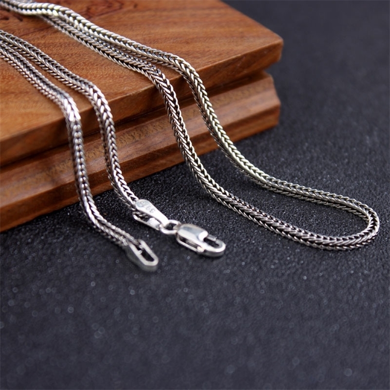 Strands Strings Real S925 Sterling Silver 925 Classics Weave Tail Chopin Chain Personalized Necklace For Men Women Fine Jewelry Gift 230729bj