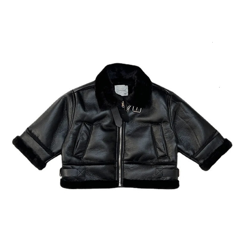Jackets Boys Girls Leather Fur Coat Autumn Winter Coats Kids Warm Jacket Children Snowsuit Fashion Child Outwear 231218