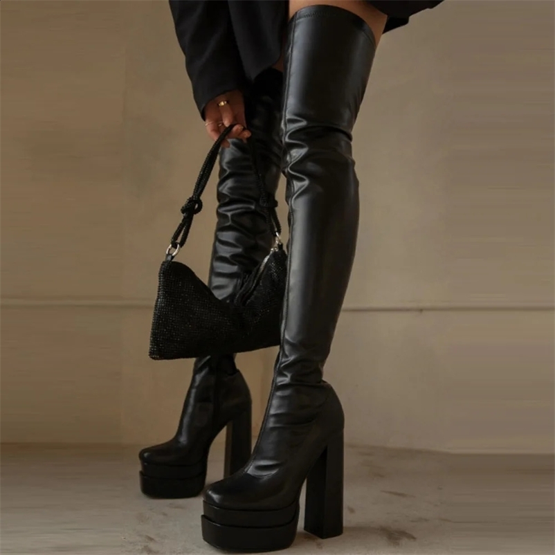 Dual Platform Super High Heels Womens Over the Knee High Boots Elegant Sexy Comfortable Warm Womens Shoes Winter Boots High Quality 240731bj