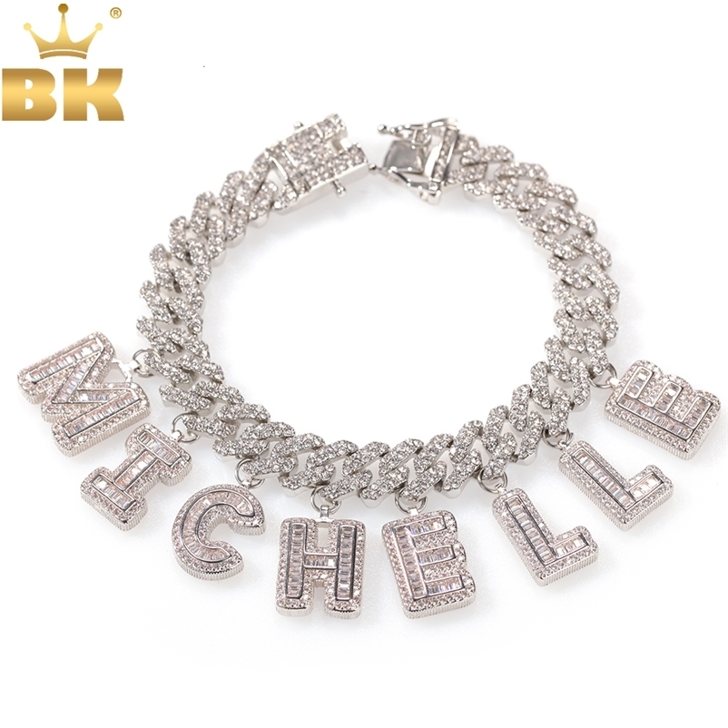 Pendant Necklaces THE BLING KING Hiphop DIY Statement 12mm S Link Miami Cuban Necklace Baguettecz Letter Bracelet Anklet Jewelry Own Style 230321bj