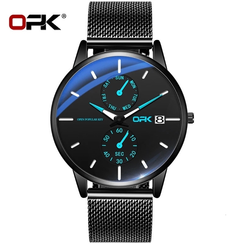 OPK Fashion Quartz Men Watch Waterproof Luminous Classic Mens Wristwatch Weekly Chronograph Sport Simplicity for 8116 240717
