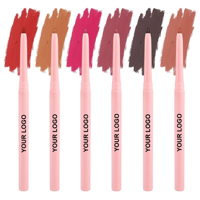 Lip liner private label cream pink lip liner pencil wholesale waterproof custom nude dark brown lip makeup pen wholesale 10 pieces 240919bj