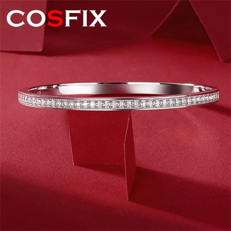 COSFIX Real D Color 2mm All Mo Silicone Womens Bracelet S925 Pure Silver Plate Pt950 Exquisite Jewelry Gift Wholesale 240710bj
