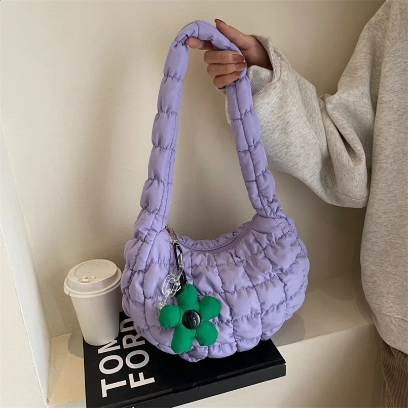 Womens Korean Version Sweet Girly Style Shoulder Casual Bubble Dumpling Fold Cloud Bag Fashion Exquisite 241224
