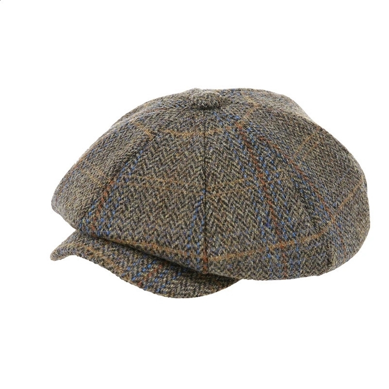 sboy Hat 60% Wool Men Berets Grey Herringbone Flat Caps Women British Painters Hat Autumn Winter hats Octagonal Cap BJM42 250403bj