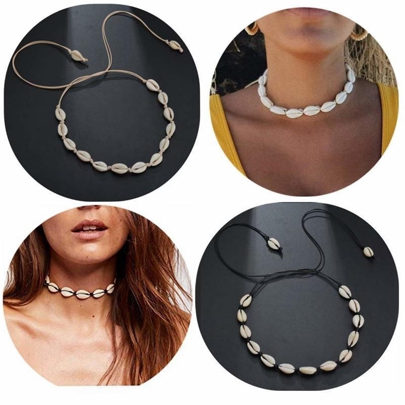 Pendant Necklaces 3 Style Vintage Beach Jewelry Bohemian Shell Hand Woven Simple Necklace Bracelet Set For Women Girl 230831bj