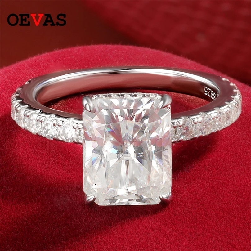 OEVAS 4carat Dcolor radiant jadeite cut all Mo silica womens wedding ring 100% 925 sterling silver party exquisite jewelry 240927