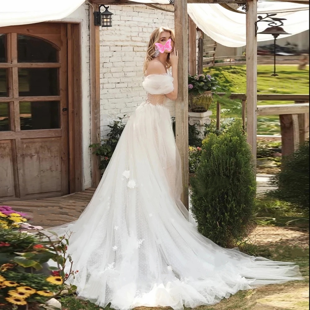 Princess Wedding Dress Illusion Long Sleeves Floral Bridal Gowns Sweep Train Tulle Robe De Mariage Garden Plus Size Bride Vestidos De Noiva Custom M