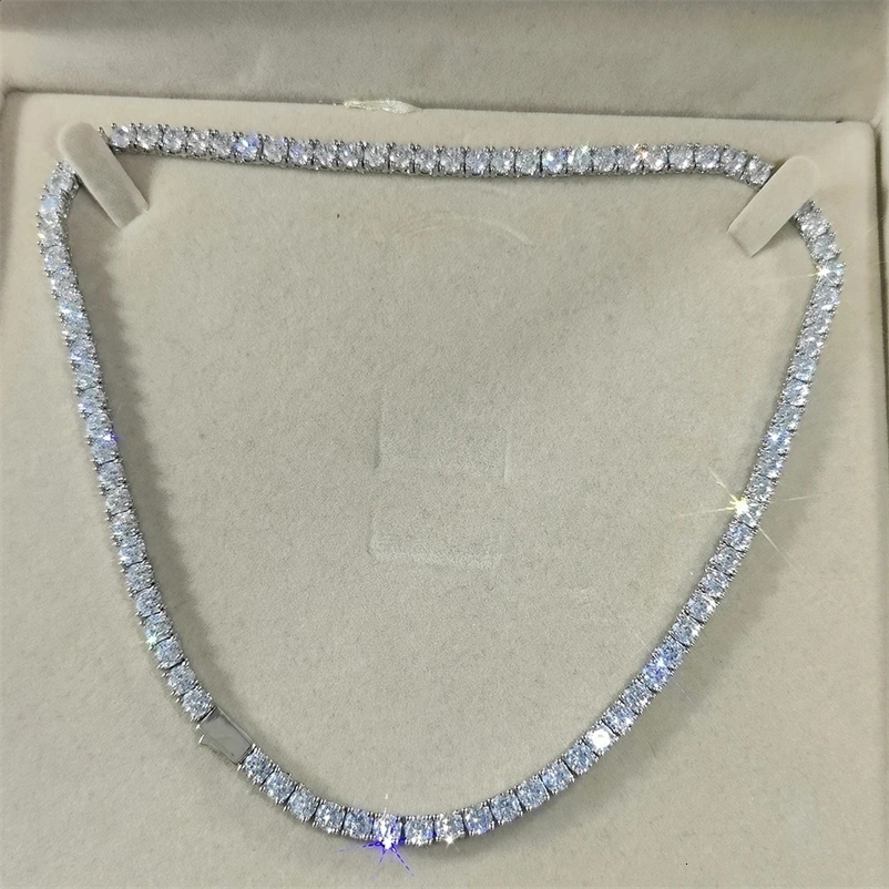 Hip Hop Tennis Link Necklace For Men Women Iced Out Bling CZ Stone Fashion Jewelry M 4MM 5MM Fine Chain Spring Clasp 250407bj