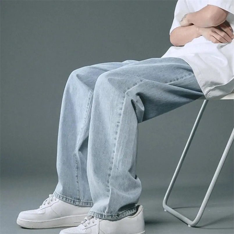Elegante pantaloni di jeans rilassati in forma fresca jeans larghi jeans dritti 250214