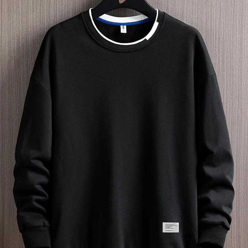 Mens Autumn and Winter Fashionable Solid Color Bottomed Round Neck Sweater 240823