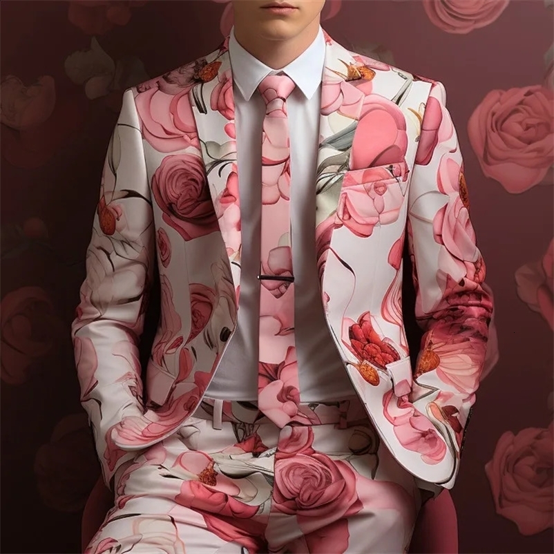 3D Digital Printing Set 2-piece 2024 Mens Nightclub Bar Stage Cool Performance Jacket and Pants 240828bj