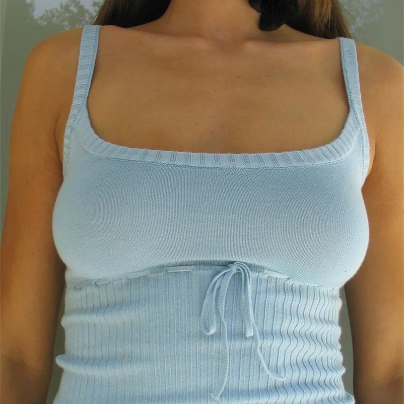 Women's Tanks Camis Women Summer y2k Solid Spaghetti Strap Cutout Crop Tops Tanks Sleeveless Backless Slim Fit Knitted Camisole Streetwear 2306