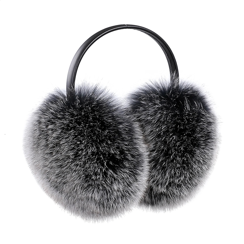 BOONJOVIA Womens Winter 100% Genuine Fox Fur Earmuffs Real Racccoon Fur Ear warmer For Cold Weather Warm Fluffy Soft Adjustable 241223bj