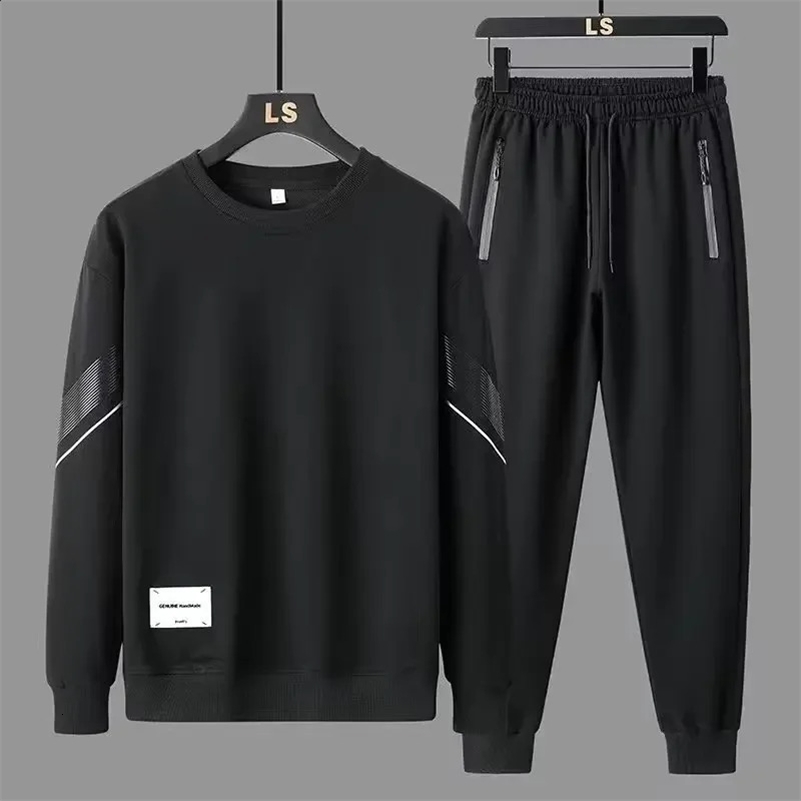 Automne Mens Sports Stume Sweat-shirt décontracté pull-shirt 2 pièces plus taille Sweatshirt de cou rond