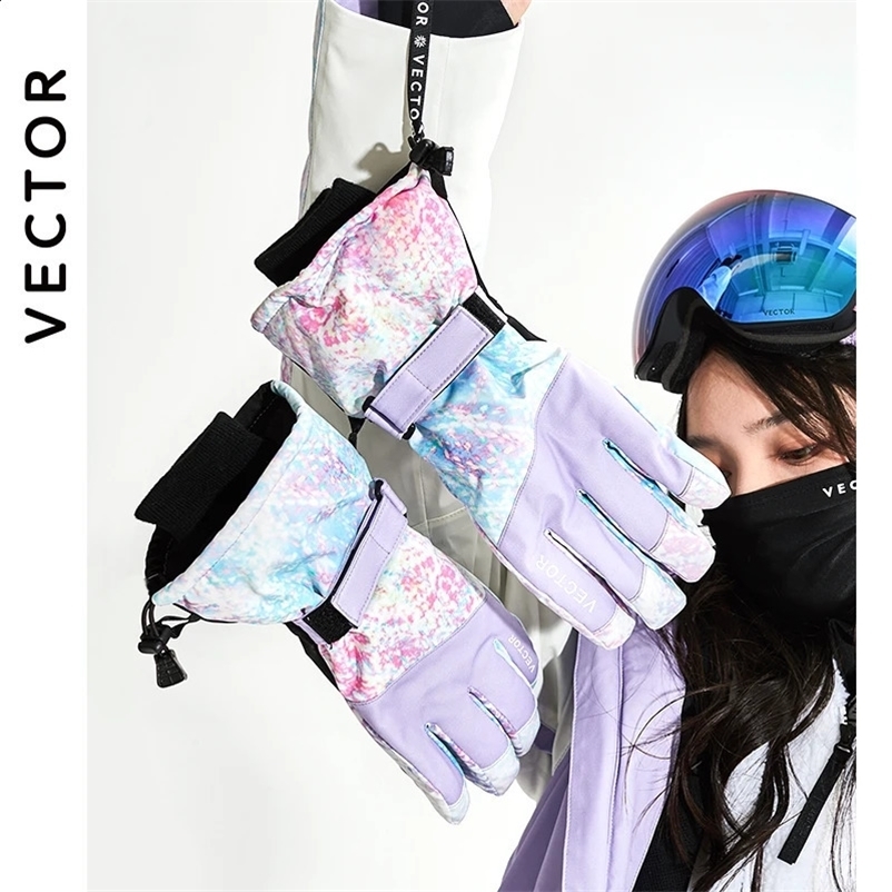 Ultra thick mens and womens 2-in-1 ski gloves skis for winter sports warm and windproof skiing artificial leather board 240920