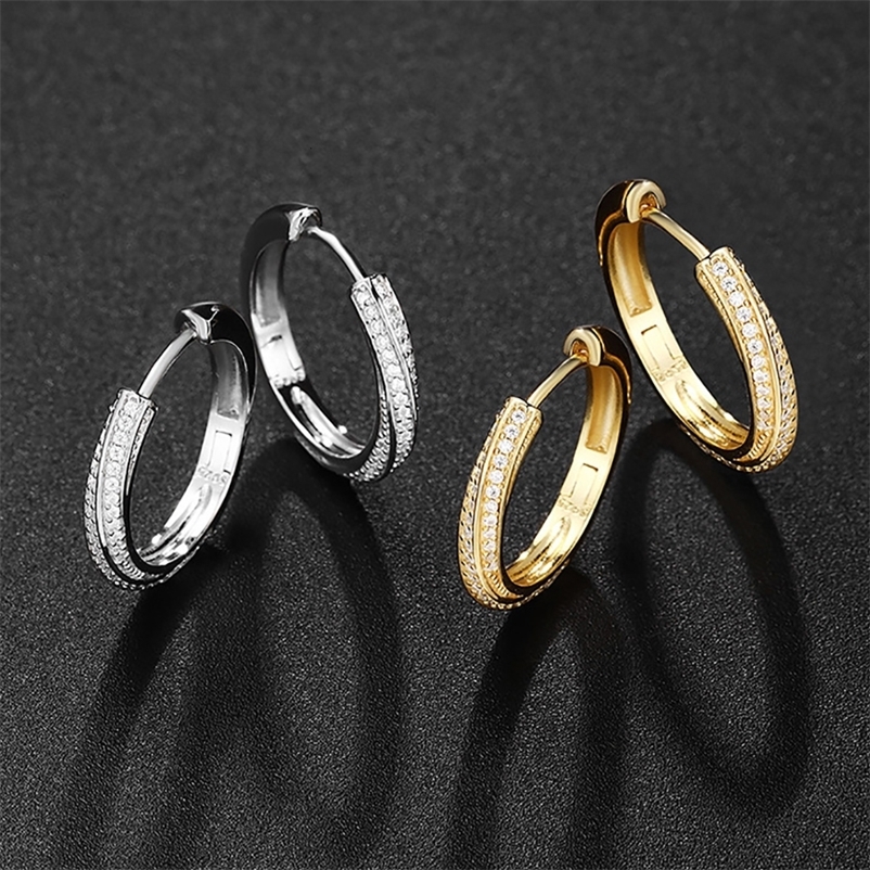 Ear Cuff 0 51cttw D Color 1mm Full Hoop Earring For Women Gift S925 Sterling Silver Stud Plate 18K White Gold Fine Jewelry 230822bj
