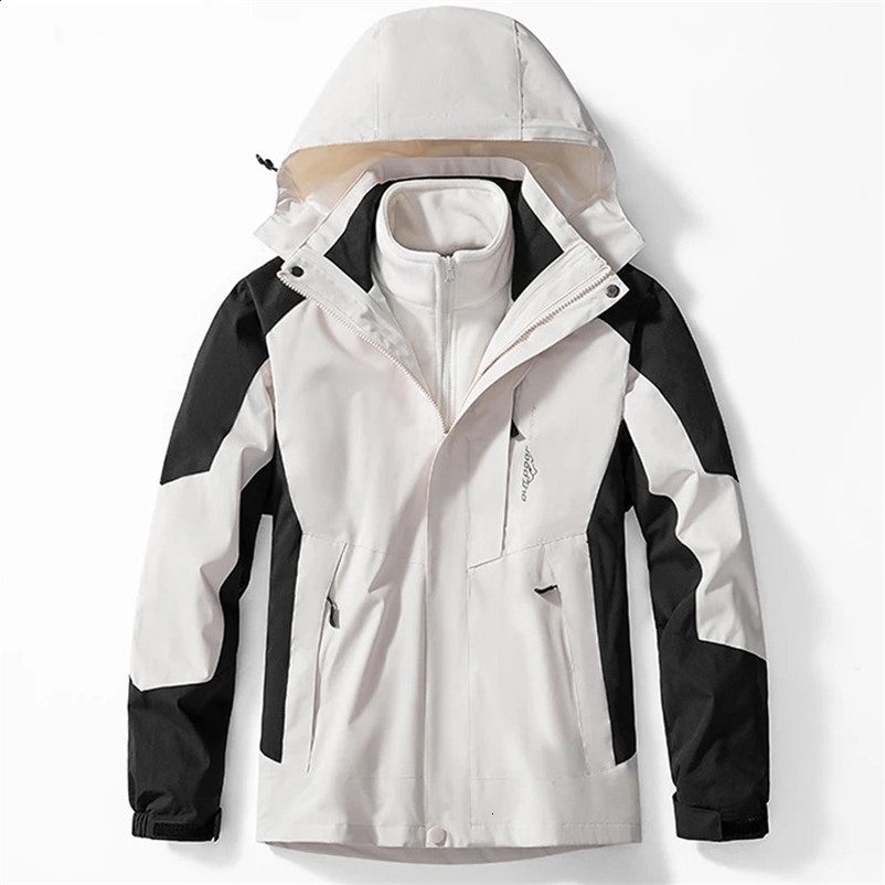 Outdoor Waterproof Suits Mens Womens Two-pieces Sets 3 in 1 Thick Warm Coats Camping Windbreaker Winter Coat Hiking Windproof 240829
