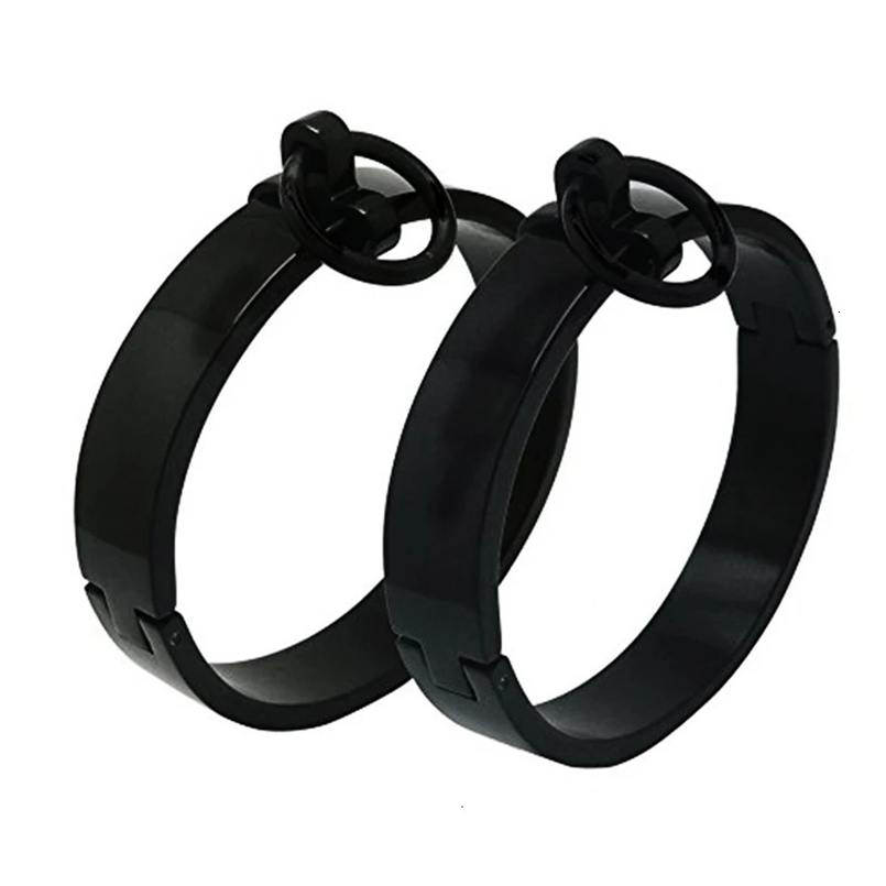 acechannel Matt brushed stainless steel lockable wrist ankle cuffs bangle bracelet fashion jewelry wrists steel cuffs bracelets 240626